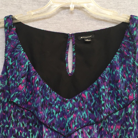 I ❤️ RONSON Cool Spring/Summer Abstract Design Fully Lined Ruffle Fly-Away Top - Picture 3 of 16